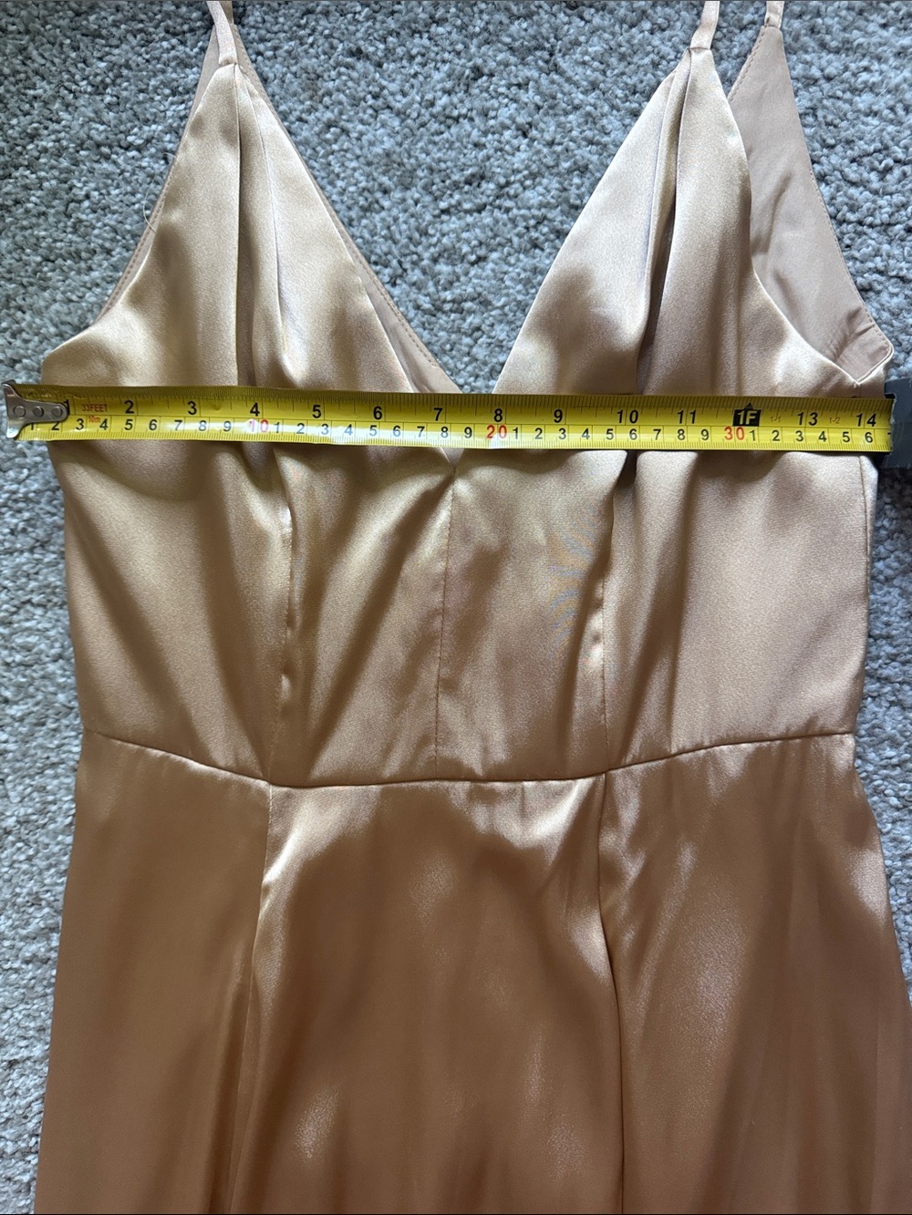 Galina Signature Champagne Satin V-Neck Maxi Bridesmaid Prom Dress Size 4 - Picture 6 of 8